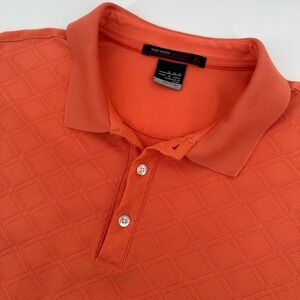 Nike Tiger Woods Collection Mens Orange Diamond Texture Golf Polo Shirt XL